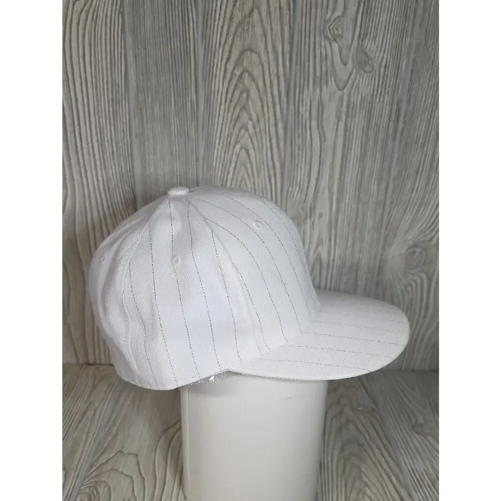 Leader Sports White With Silver Stripes Hat Adult Size 7.5